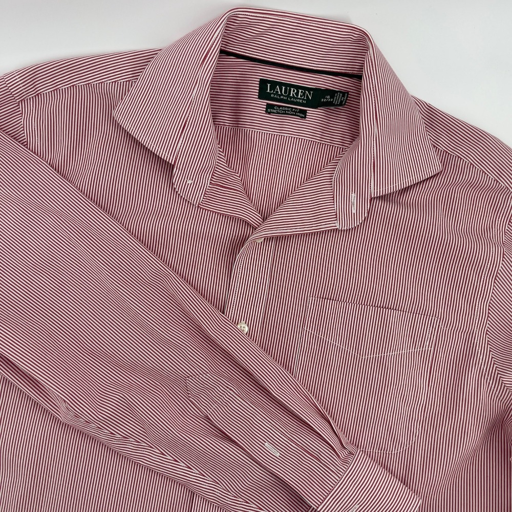 Lauren Ralph Lauren Mens Classic Fit Stretch Stripe Dress Shirt 16 32/33